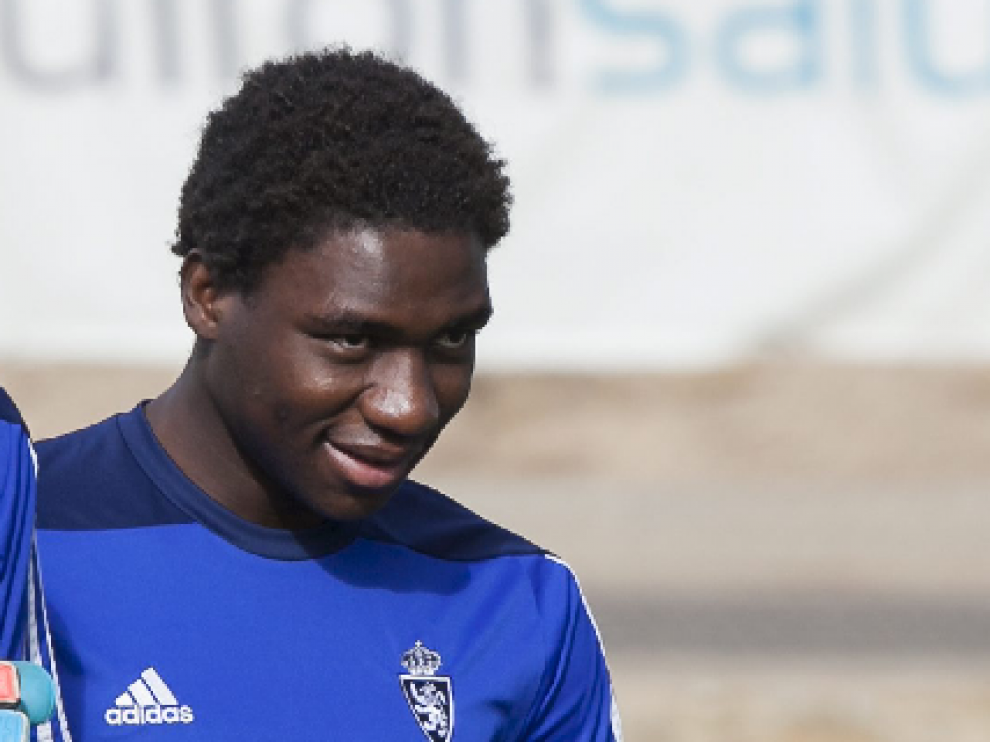Dongou, en un entrenamiento en la Ciudad Deportiva.