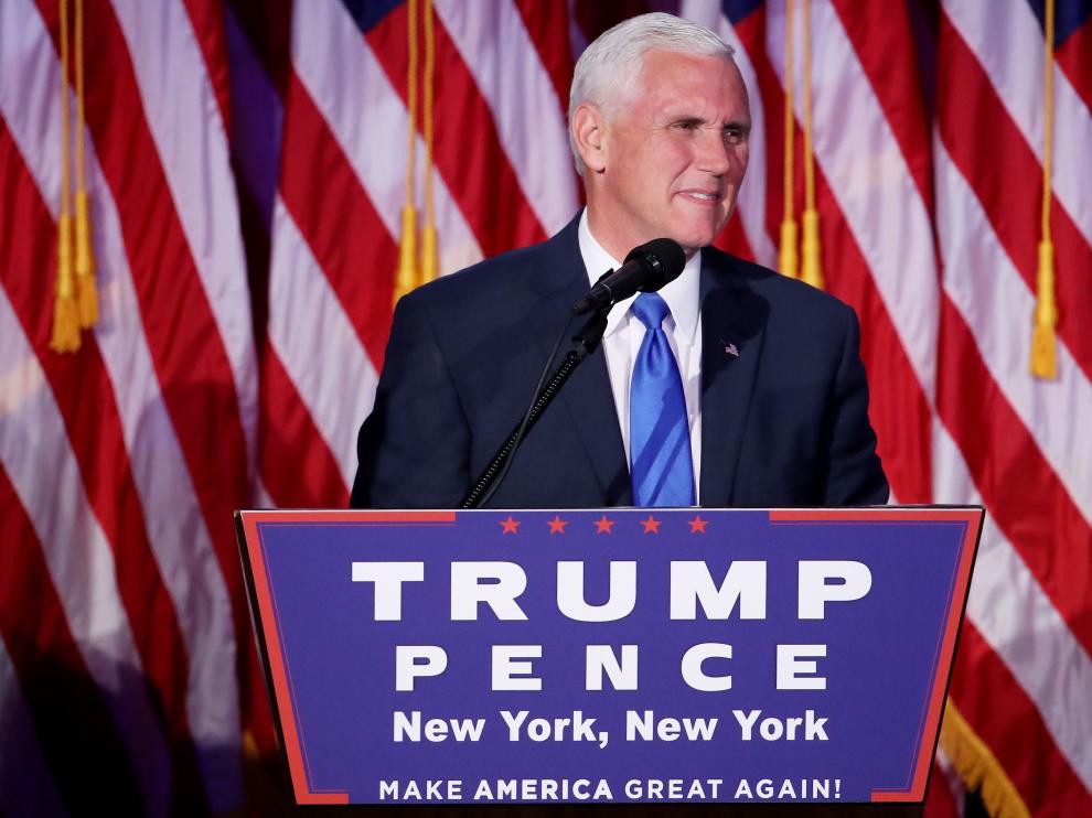 Pence, durante la comparecencia posterior a la victoria