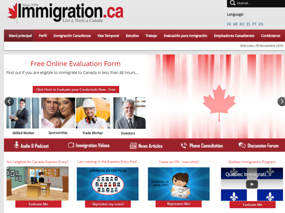 La web de Inmigración de Canadá se colapsó tras los primeros datos que confirmaban la victoria de Trump.