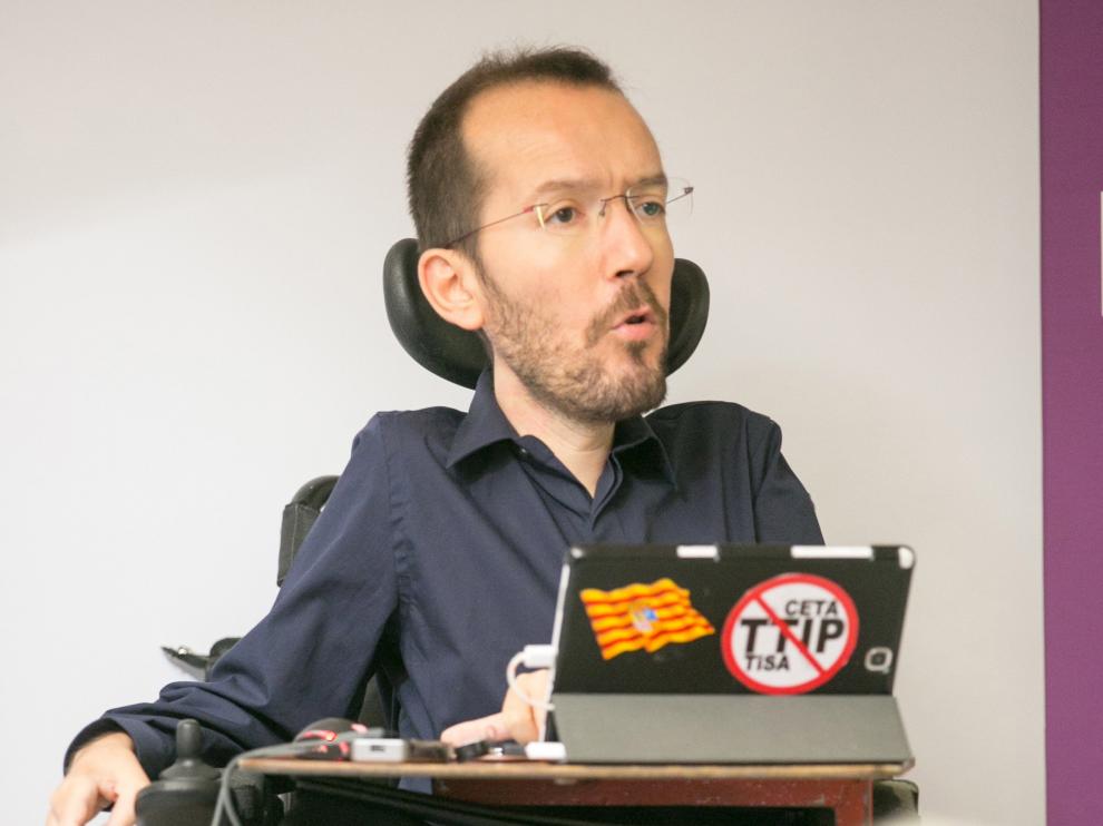 Pablo Echenique, este lunes en Zaragoza.