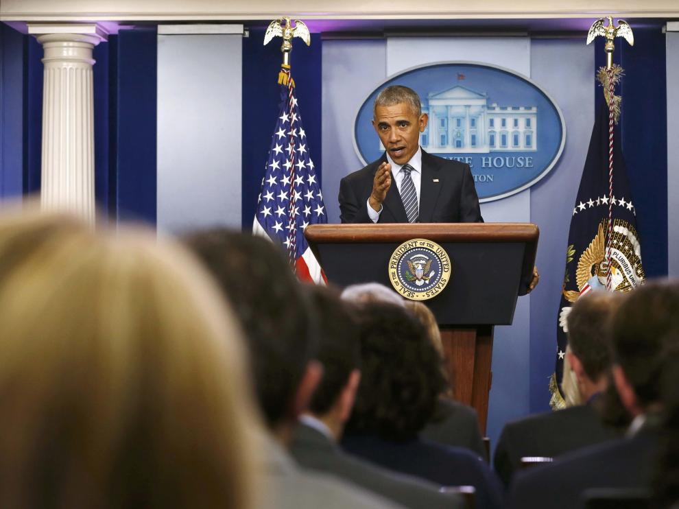 Obama, en la rueda de prensa de este lunes.