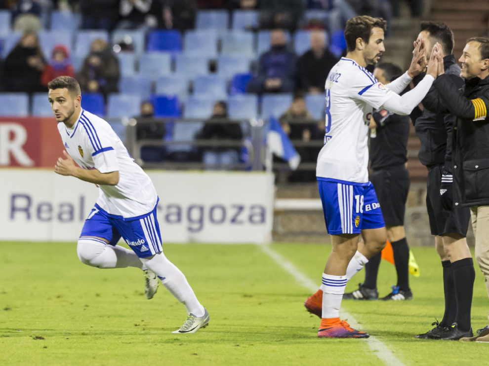Xiscu en el momento de su debut con el primer equipo del Real Zaragoza.