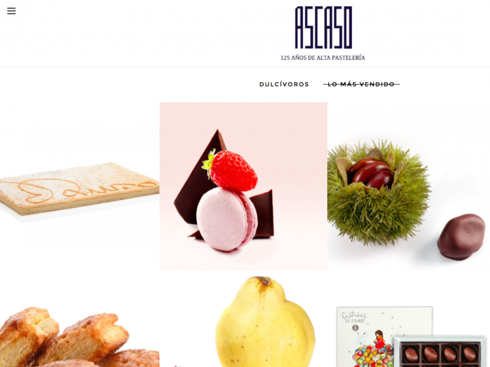 Captura de pantalla de la nueva web de Ascaso.