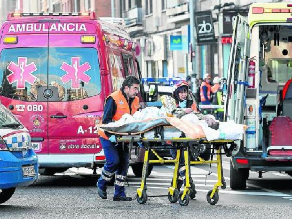 El herido y presunto autor de la explosión, en el momento de su traslado el pasado día 12.