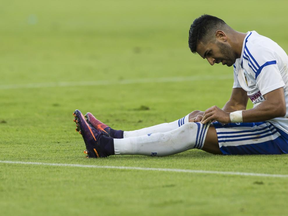 Ángel, durante el partido con el Almería, cuando consiguió su último gol.