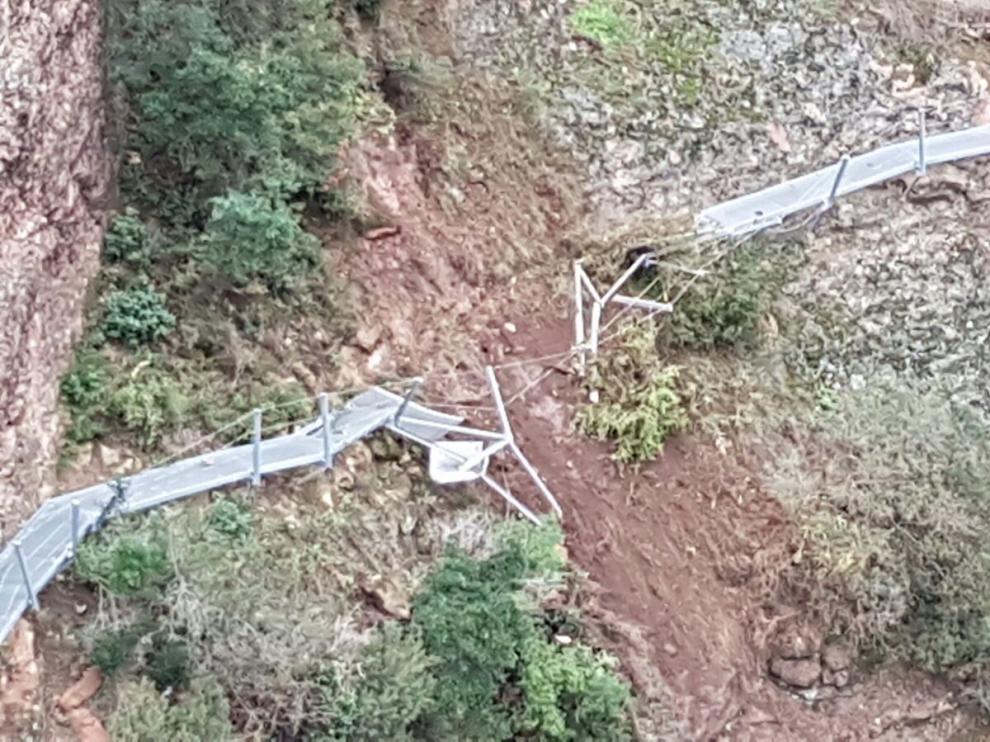 La ruta de las pasarelas de Alquézar, cerrada.