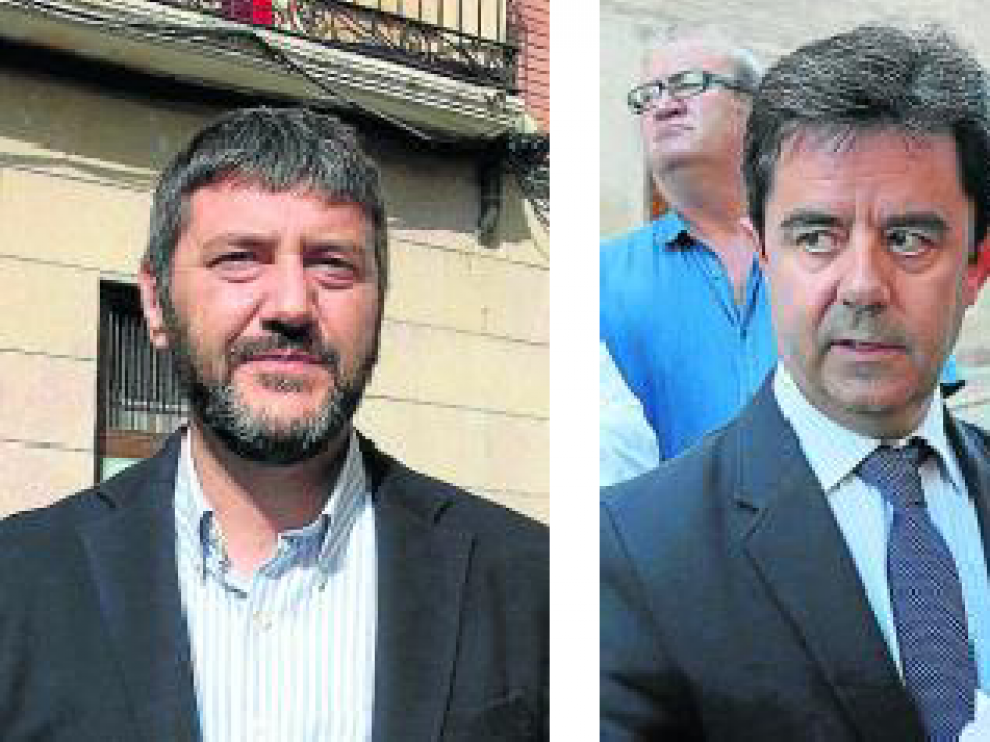 Gerardo Oliván, portavoz del PSOE, y Luis Felipe, Alcalde de Huesca