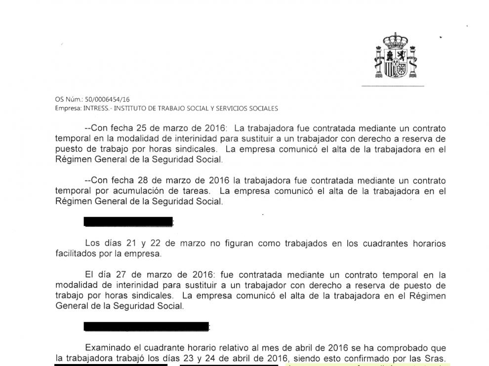 Informe de Inspección de Empleo en respuesta a las últimas denuncias presentadas