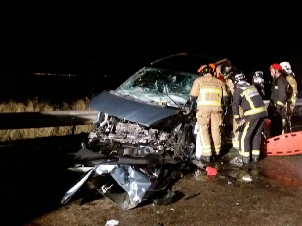 Imagen del accidente ocurrido este viernes en la N-232.