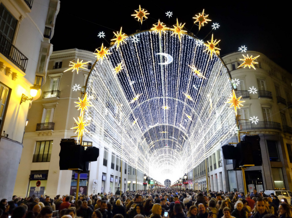 Luces navideñas en la calle Larios de Málaga.