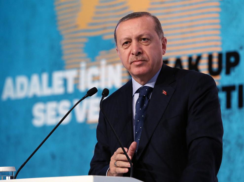 Erdogan durante una conferencia en Estambul.