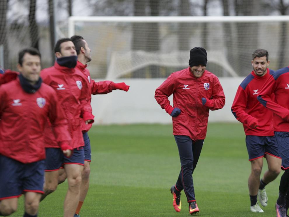 Un sonriente Samu Sáiz durante el entrenamiento de ayer. El jugador tiene buenas sensaciones tras unas semana a menor ritmo.