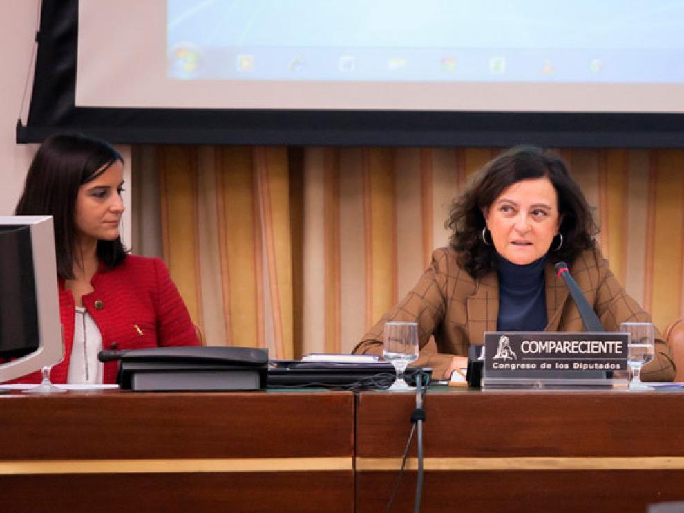 Teresa Díaz de Terán (Cepyme) durante su intervención ante la Comisión parlamentaria del Pacto de Toledo.