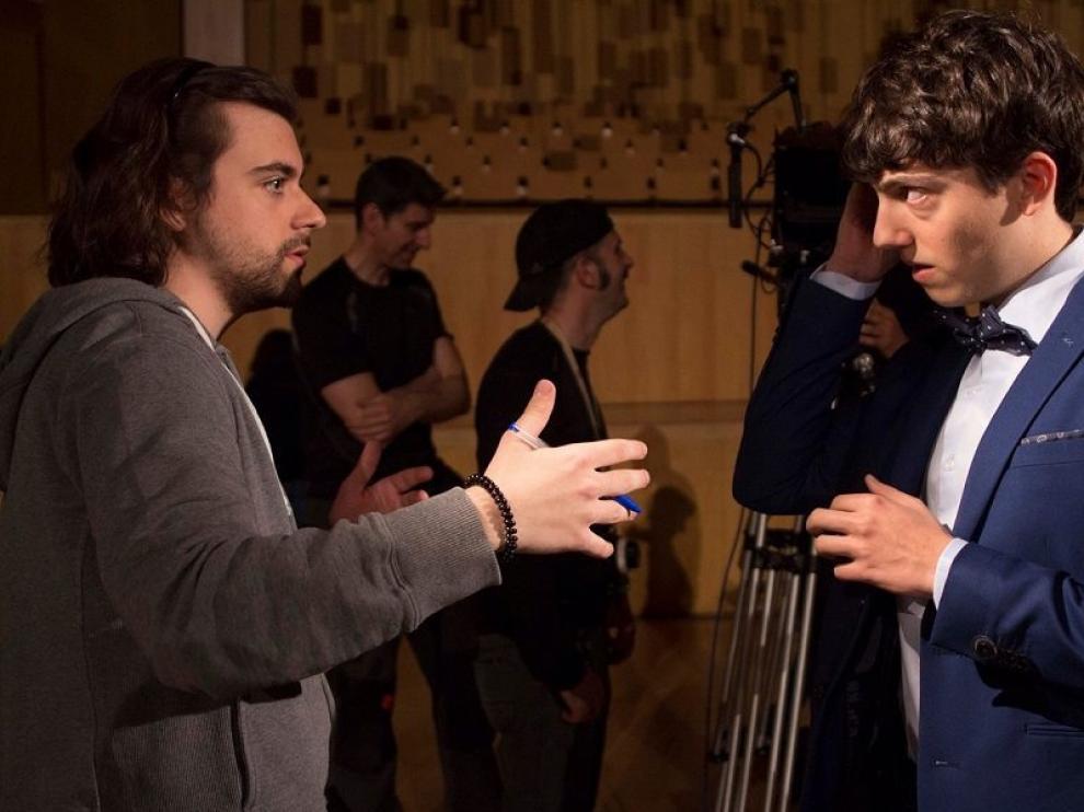 El director Felipe Sanz (izquierda) y Jorge Clemente, durante el rodaje de 'Dos Segundos de Silencio'
