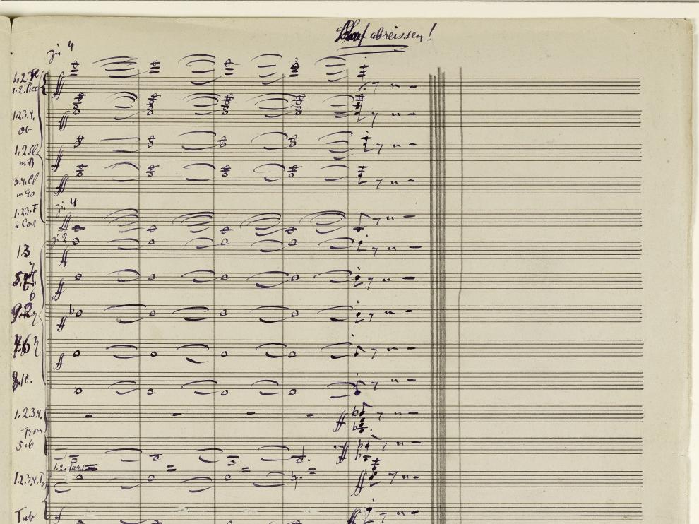 Una de las páginas de la partitura original de 'Resurrección', de Mahler.