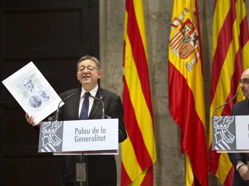 Ximo Puig, y el presidente de Aragón, Javier Lambán.