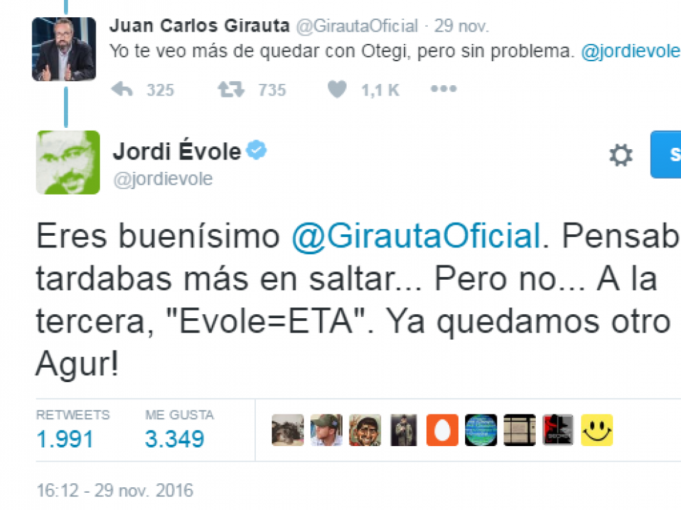 Évole y Girauta se enzarzan en Twitter.