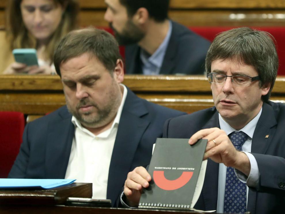 Oriol Junqueras y Carles Puigdemont en una foto de archivo.