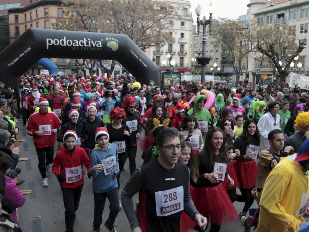 La San Silvestre de Huesca reunió el año pasado a medio centenar de personas.