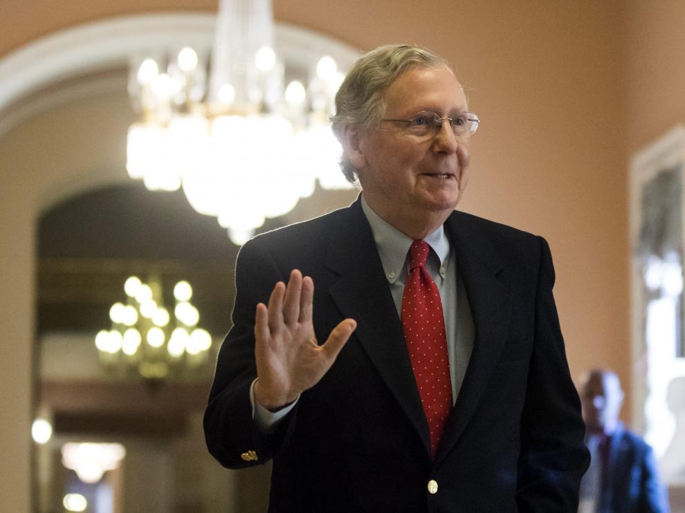 El líder de la mayoría republicana en el Senado, Mitch McConnell, antes de la votación.