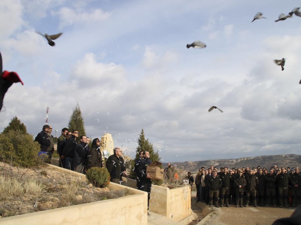 Imagen de archivo del homenaje a las víctimas del accidente de la brigada helitransportada de Alcorisa.