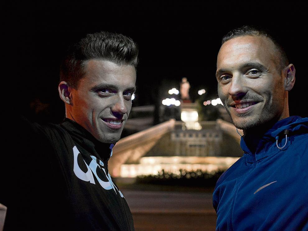 Carlos Mayo y Toni Abadía en el parque Grande, su lugar de entrenamiento.
