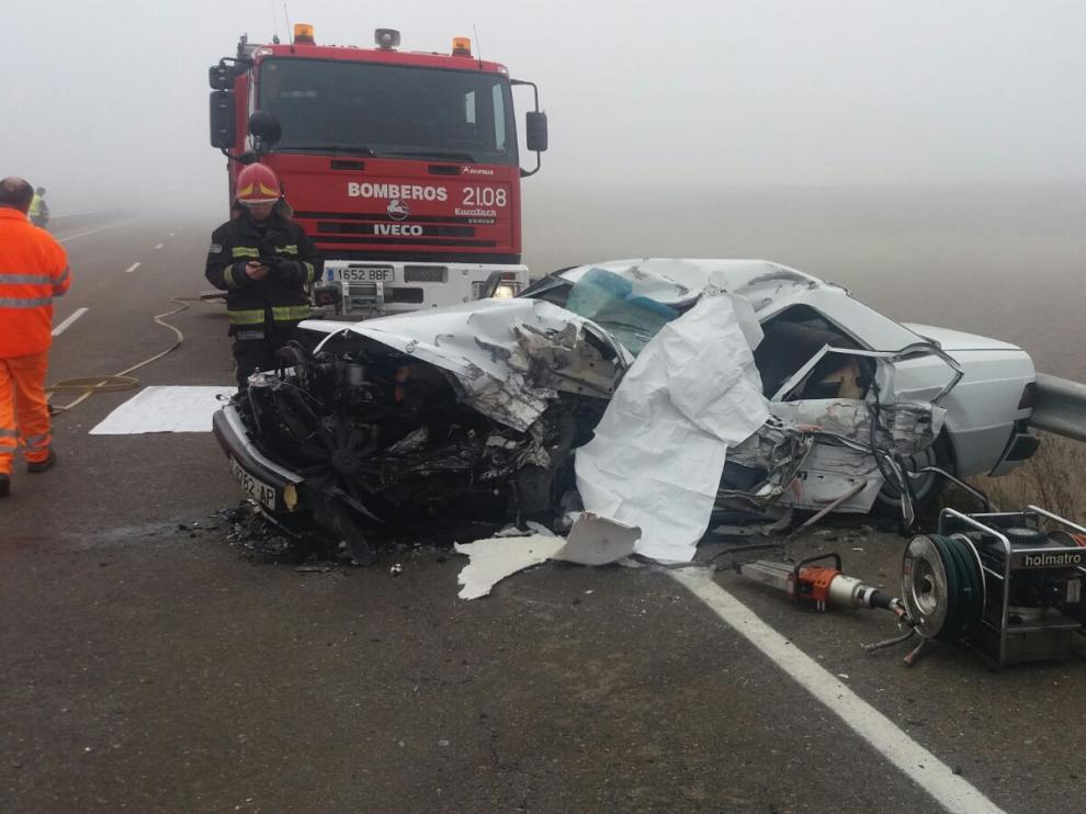 Dos personas murieron hace una semana en un accidente a la altura de Belchite.