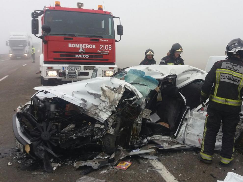 Imagen de archivo de un accidente con dos fallecidos en Belchite.