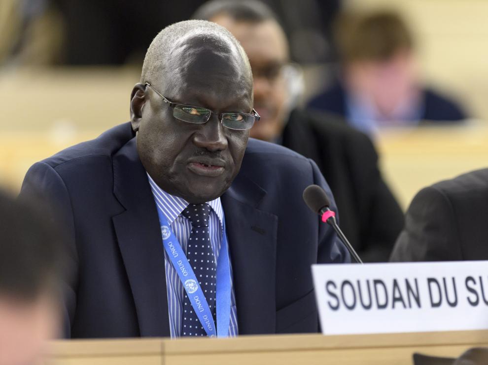 El representante de Sudán del Sur, Kuol Alor Kuol Arop en la sesión del Consejo de DD.HH. de la ONU.