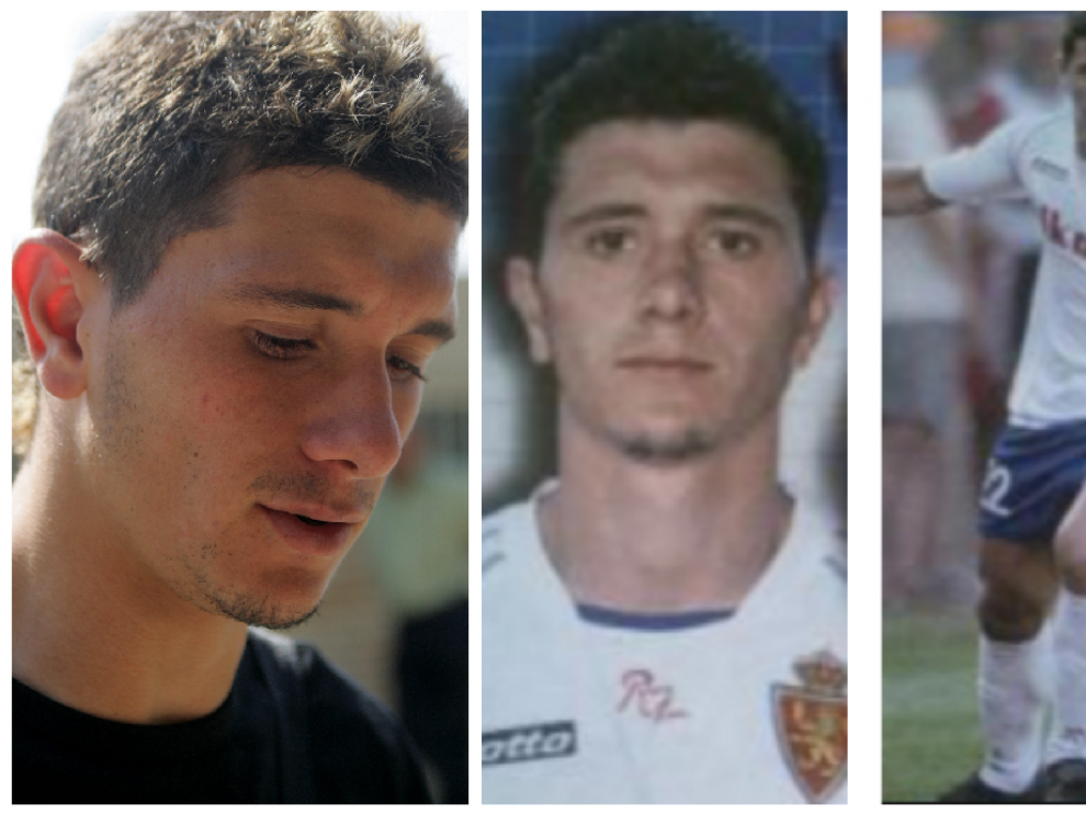 Piti, en su época incipiente como jugador del Real Zaragoza B en la Ciudad Deportiva y, en las otras imágenes, con el primer equipo zaragocista.