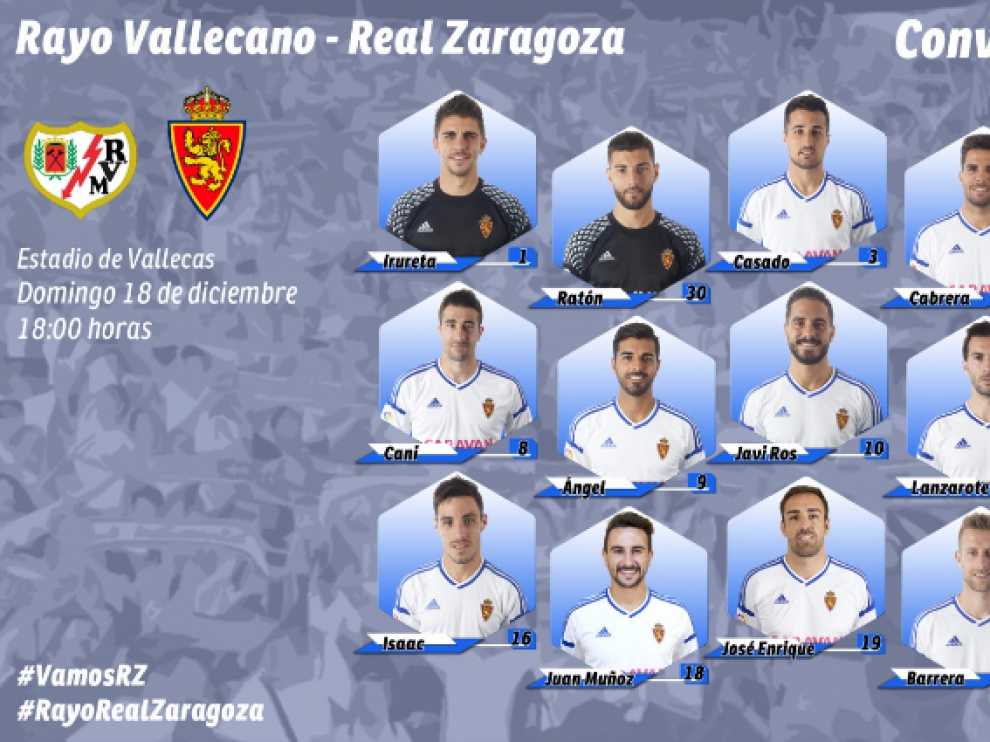 Convocatoria del Real Zaragoza, según el formato utilizado por el club en su página web.