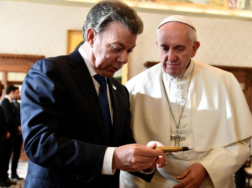 El papa Francisco se reunió este viernes con el presidente colombiano Juan Manuel Santos