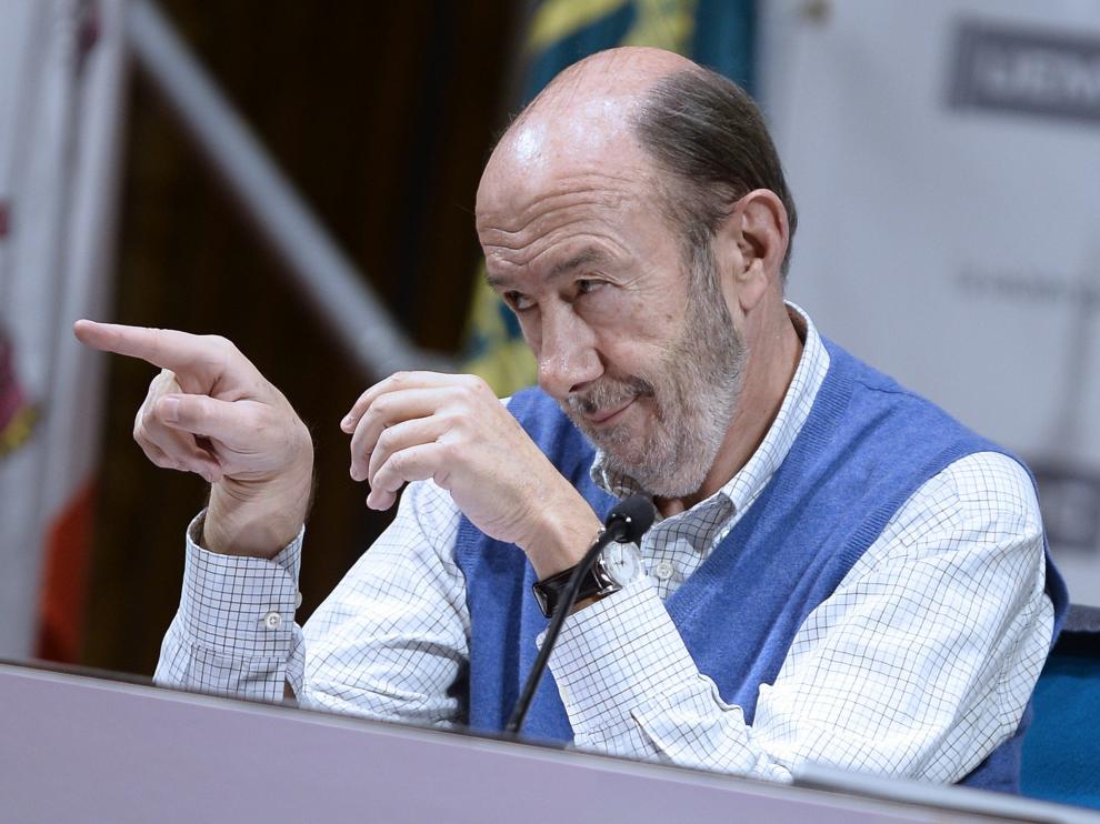 Alfredo Pérez Rubalcaba, este lunes en Valladolid.