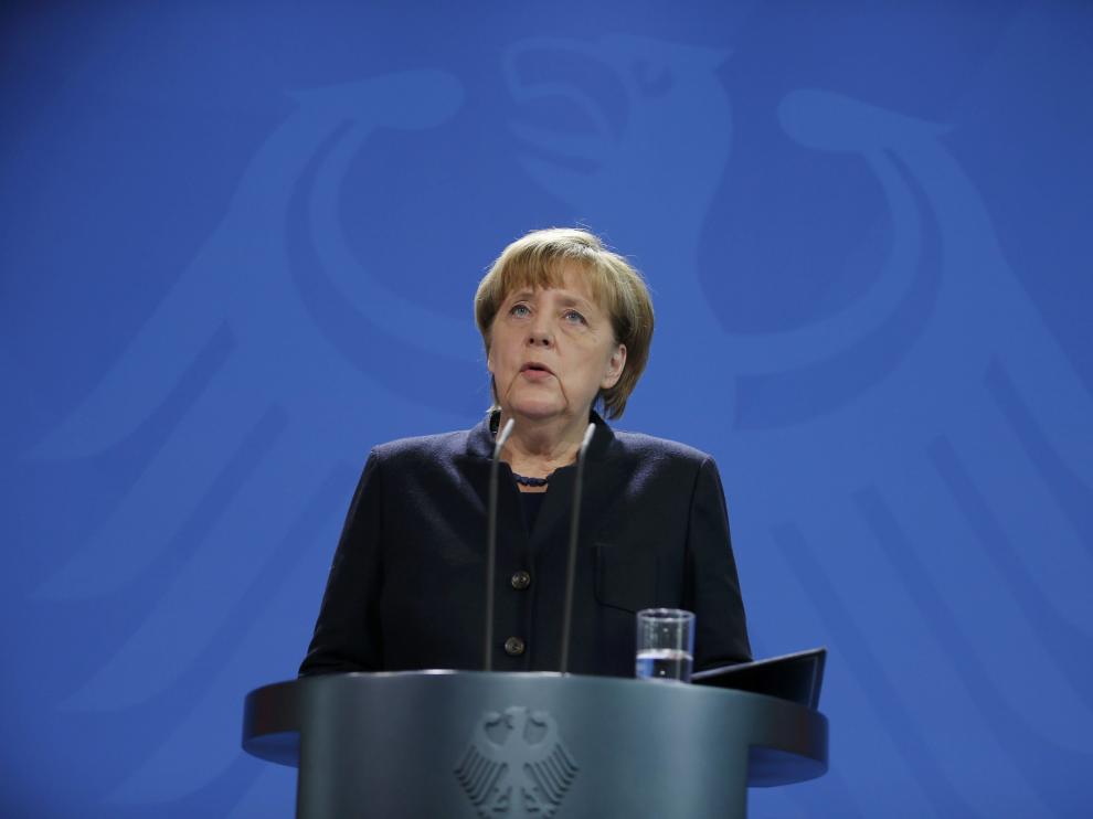 La canciller alemana, Angela Merkel, en su declaración ante los medios tras el atentado.