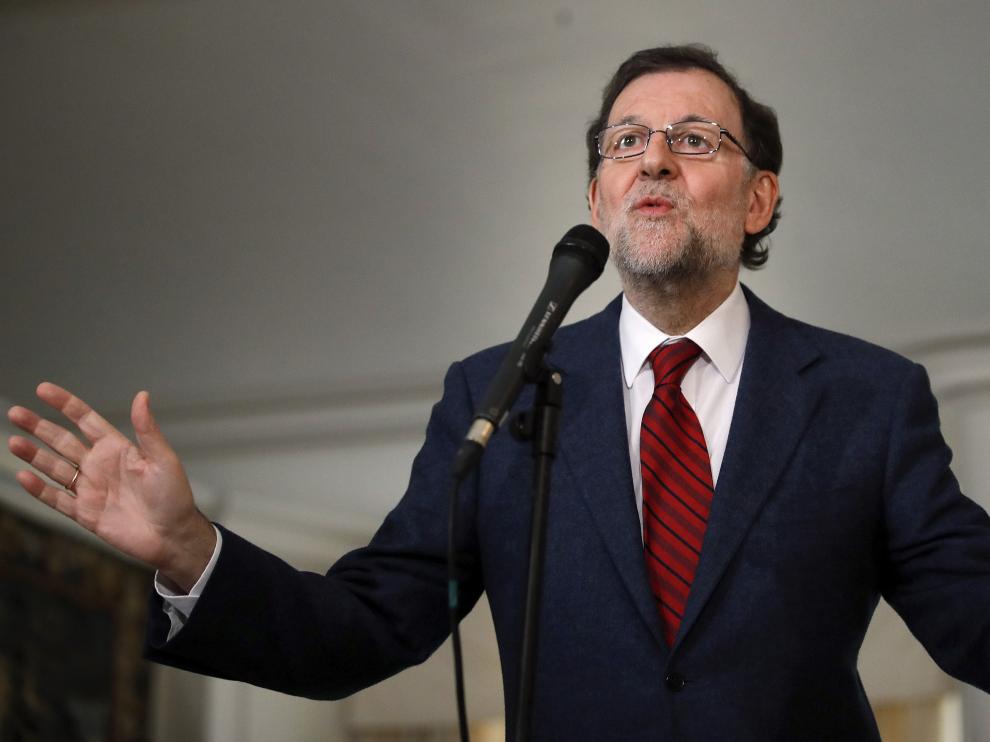 El presidente del Gobierno, Mariano Rajoy, durante la rueda de prensa ofrecida esta tarde en la residencia del embajador español en la ONU