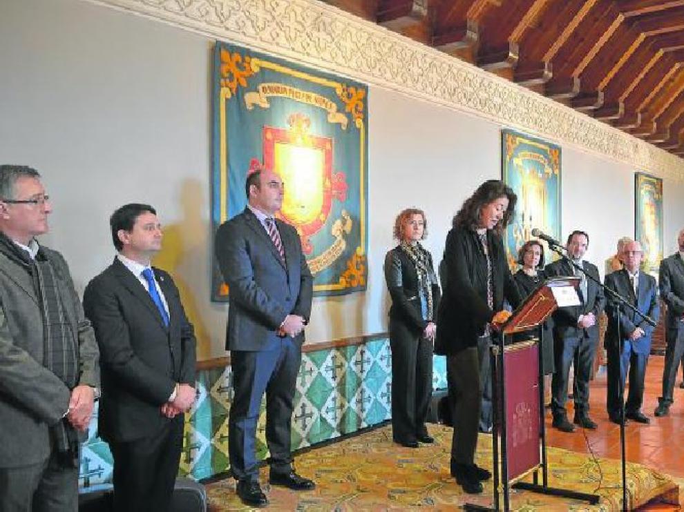 Ángeles Alarcó, presidenta de la Red de Paradores, durante su intervención ayer en Alcañiz.
