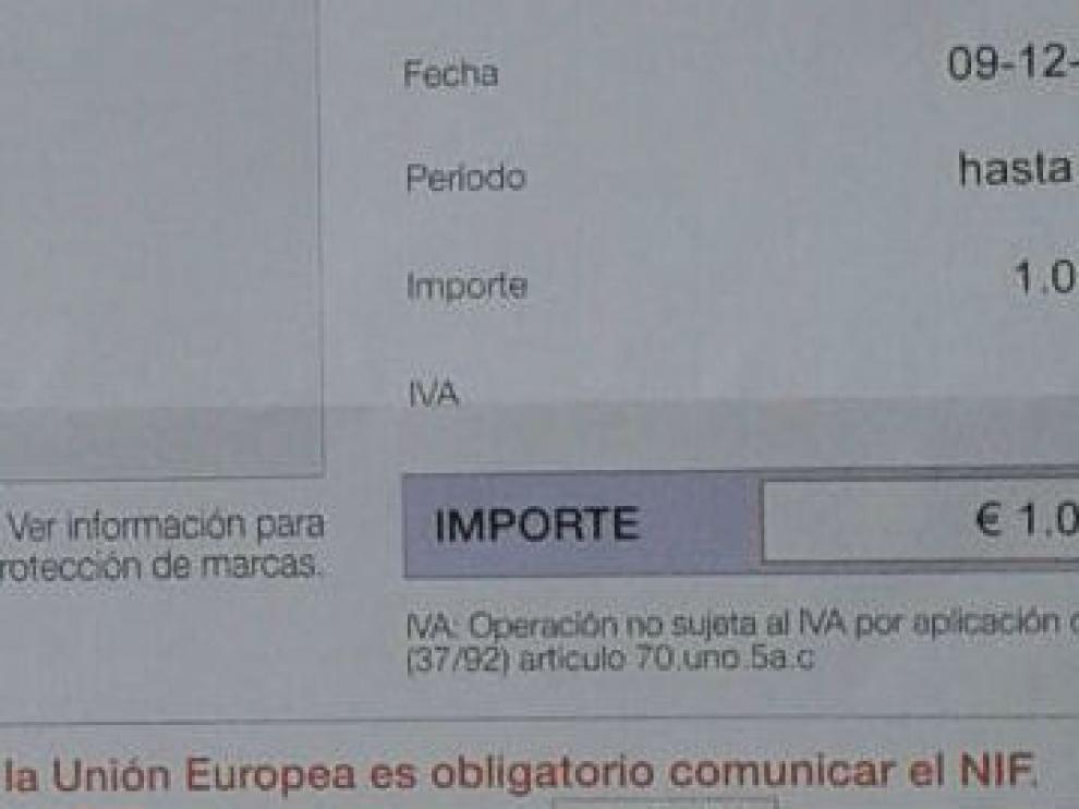 Detalle de una falsa carta recaudatoria recibida en un negocio de Zaragoza