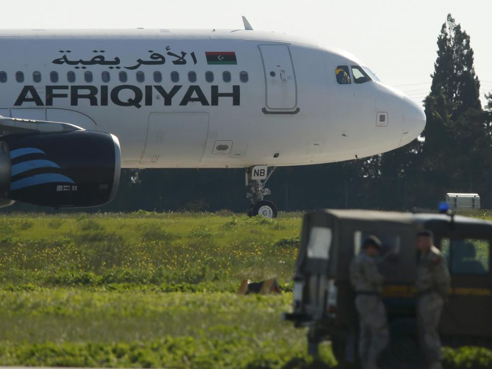 Avión libio secuestrado este viernes.