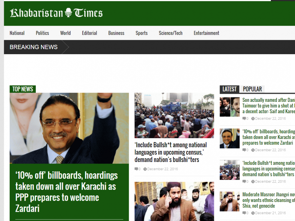'El Mundo Today' paquistaní, el 'Khabaristan Times'.