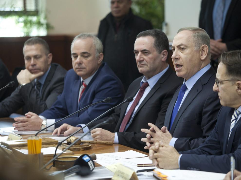 Benjamín Nethanyahu en la reunión del gabinete