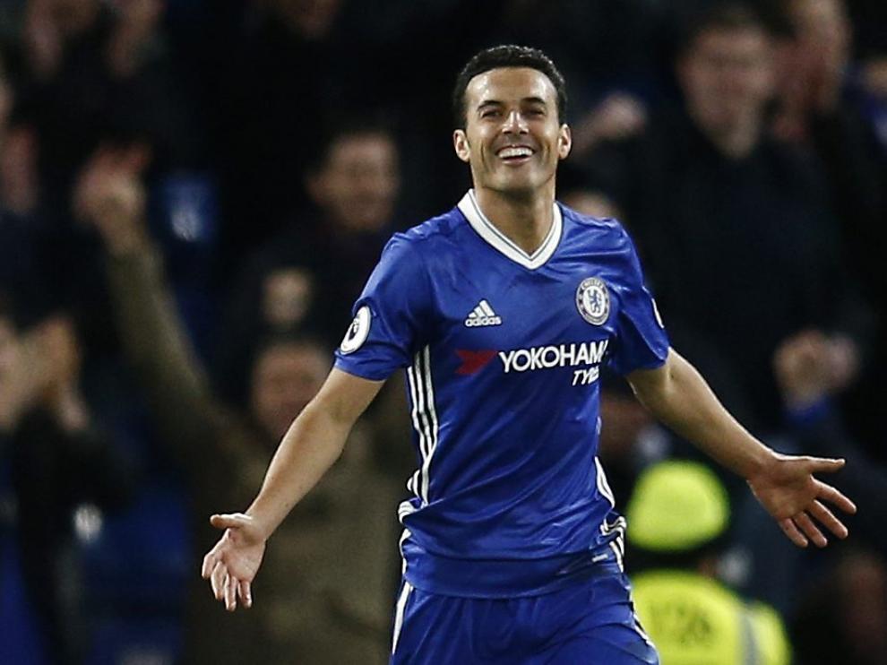 Pedro Rodríguez celebra el gol del triunfo del Chelsea.