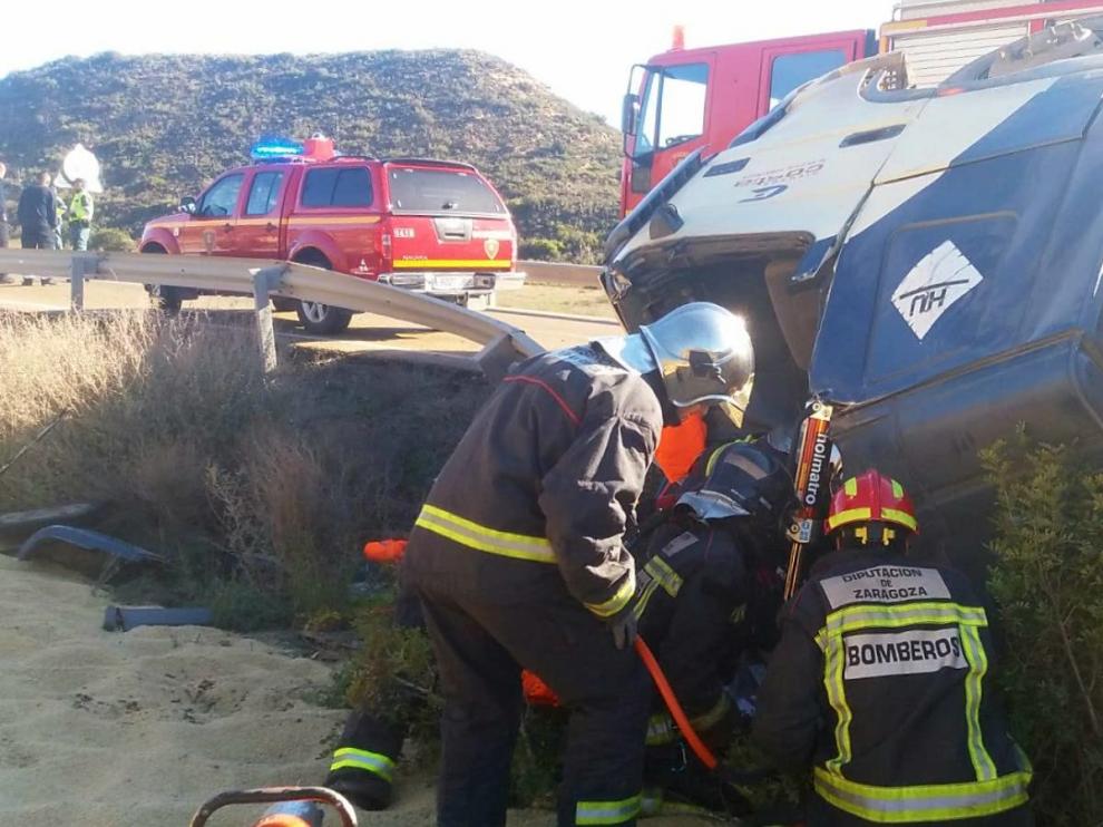 Accidente de un camión cerca de Mequinenza