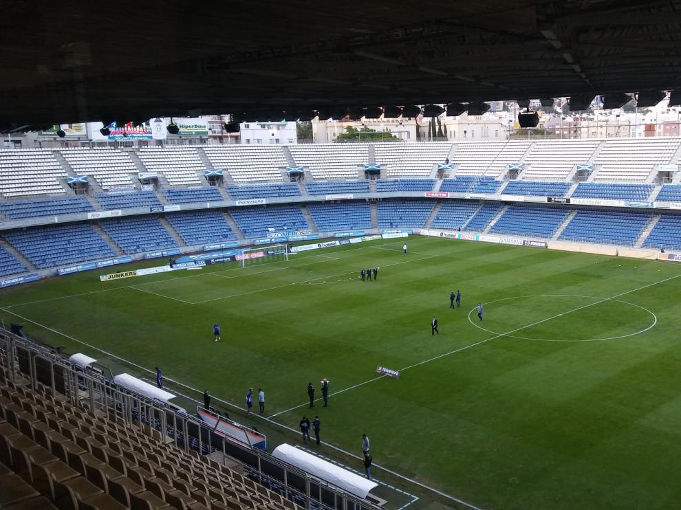Estado del Heliodoro Rodríguez López una hora antes del Tenerife-Real Zaragoza.