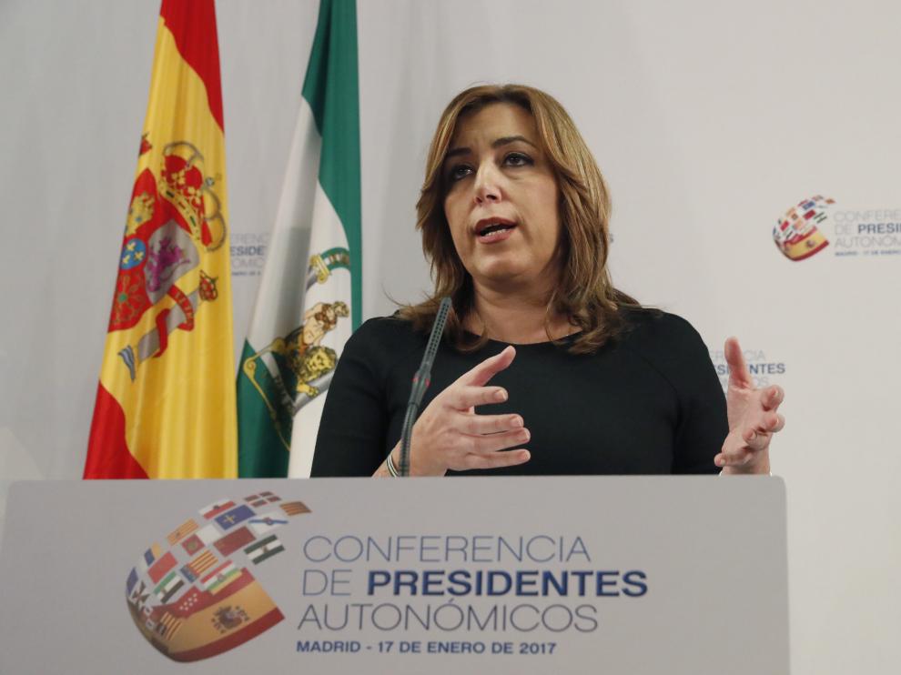 Susana Díaz en la rueda de prensa.