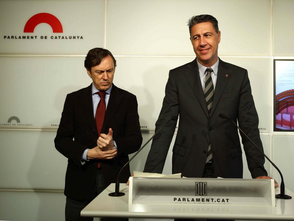 Rafael Hernando durante una rueda de prensa en Barcelona.