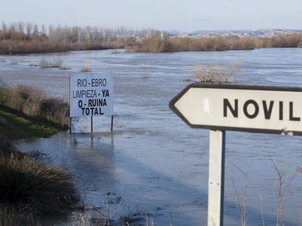 Imagen del río Ebro a su paso por Novillas tomada este miércoles.