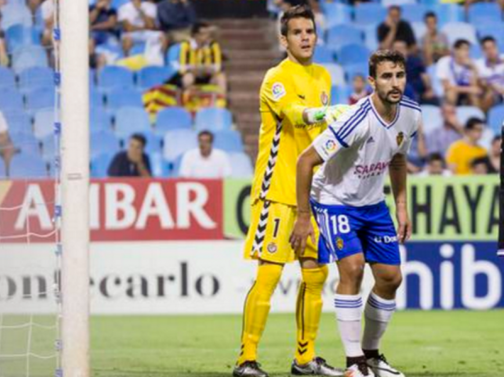 Juan Muñoz, en uno de sus partidos jugados como zaragocista: el de Copa ante el Valladolid en La Romareda.