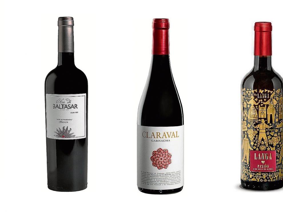 Baltasar Gracián Crianza 2013, Claraval 2013 y Langa Pasión 2014.