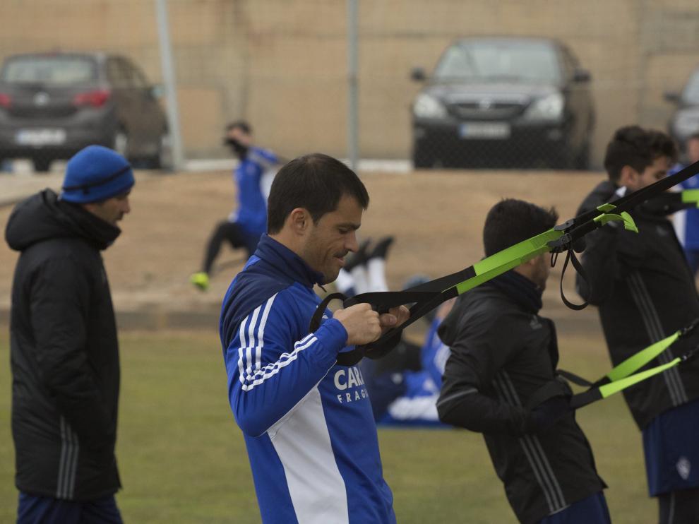 Sebastián Saja, ayer en el entrenamiento del Real Zaragoza.