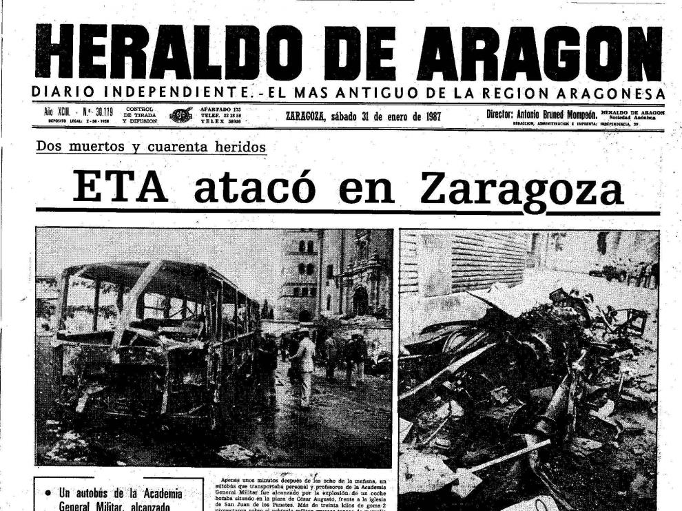 Portada de Heraldo del atentado de ETA en San Juan de los Panetes